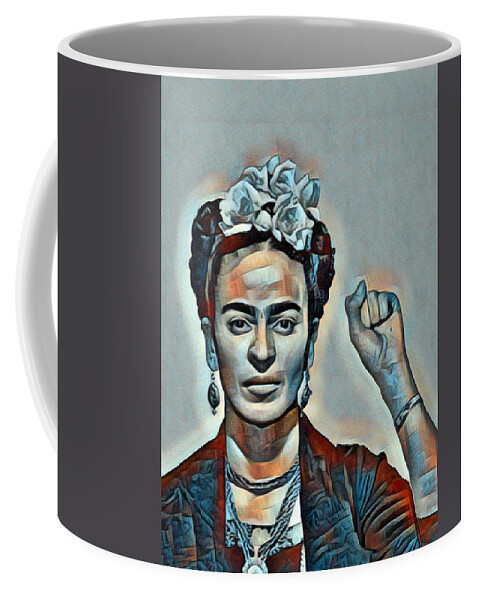 Frida Kahlo De Rivera Coffee Mug featuring the painting Frida Kahlo Mug Shot Mugshot 2 by Tony Rubino