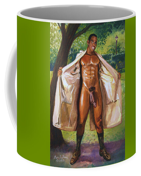 Male Nude Coffee Mug featuring the painting Friendly Flasher by Marc DeBauch