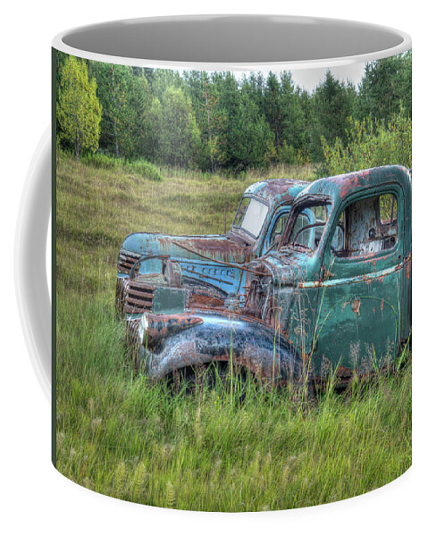 Ford Chevy Coffee Mug featuring the photograph Friends in Retirement by Kristia Adams