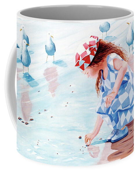 Little Girl Art Coffee Mug featuring the painting FRIENDS -prints of oil paintings by Mary Grden