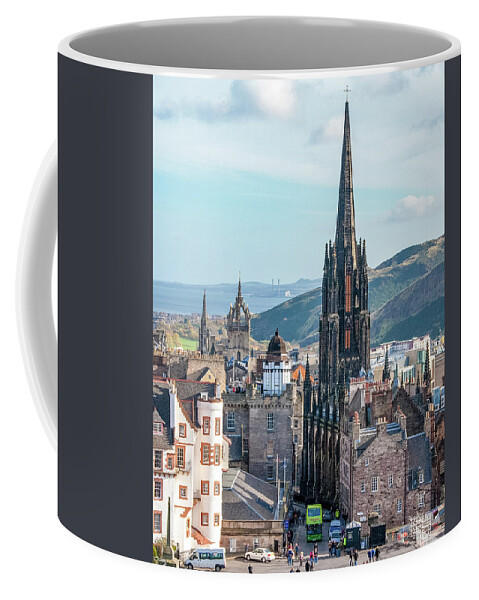 Castle Of Edinburgh Coffee Mug featuring the digital art From the Castle of Edinburgh, Scotland by SnapHappy Photos