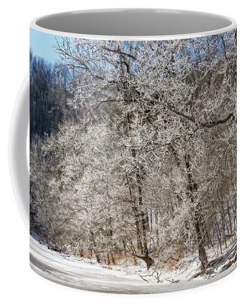 Winter Coffee Mug featuring the photograph Frosty trees at Falling Spring Mill by Robert Charity
