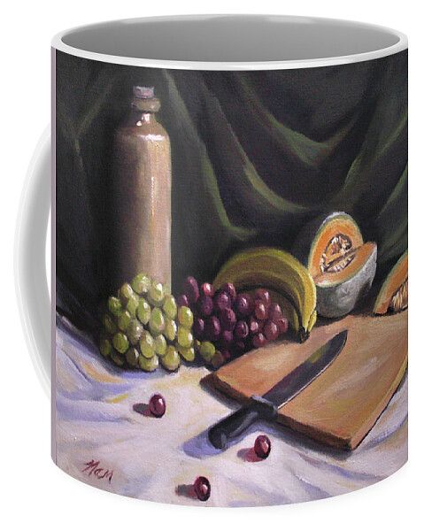 Still Life Coffee Mug featuring the painting Fruit by the Light by Nancy Griswold