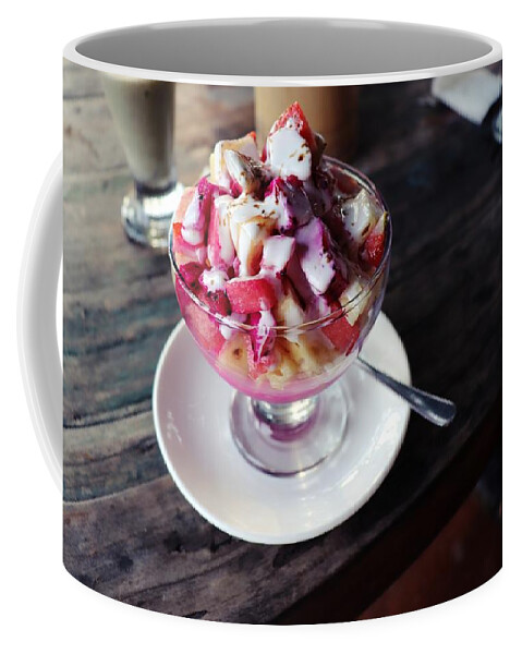 Fruit Coffee Mug featuring the digital art Fruity dessert with white cream by Worldvibes1