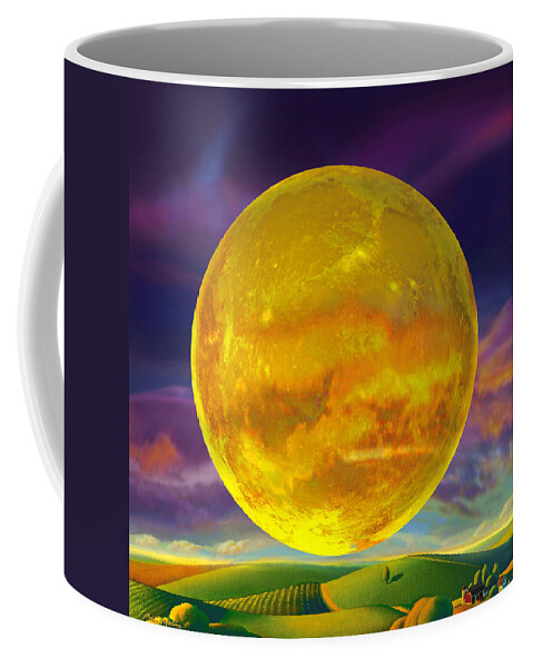 Moon Coffee Mug featuring the digital art Full Corn Moon Over Iowa by Robin Moline