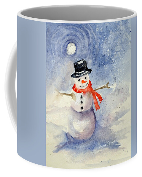 Snowmen Coffee Mug featuring the painting Full Moon Flurries by Anna Jacke