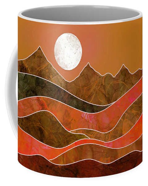 Abstract Landscape Coffee Mug featuring the digital art Full Moon Magic - Gold by Peggy Collins
