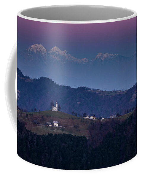 Sveti Coffee Mug featuring the photograph Full Moon over Church of Saint Thomas by Ian Middleton