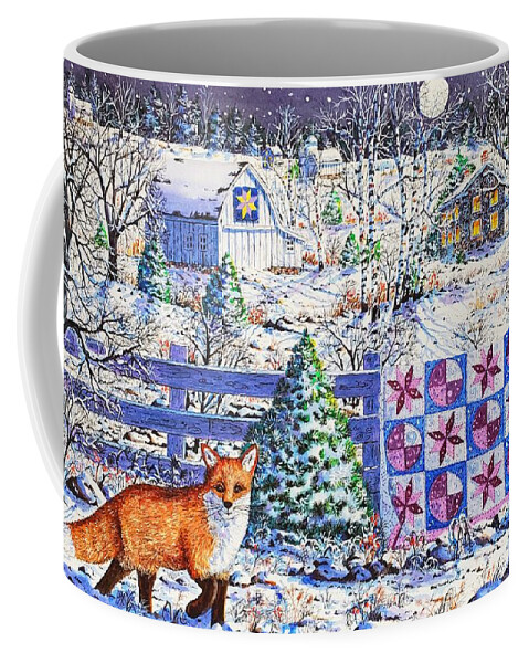 Winter Landscape Coffee Mug featuring the painting Full Moon Quilt by Diane Phalen
