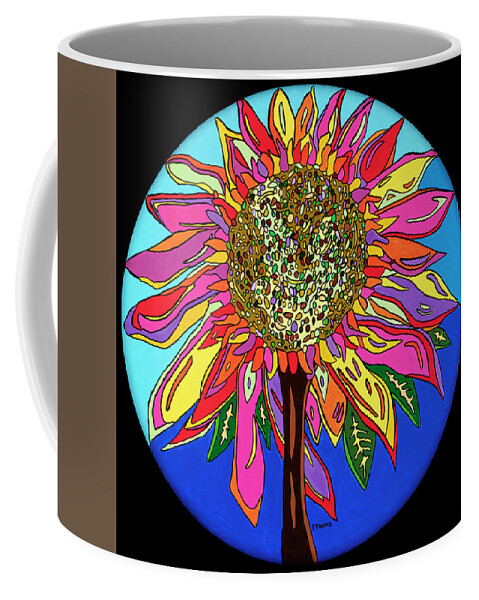 Flower Psychedelic Colorerful Pop Art Coffee Mug featuring the painting FunFlower by Mike Stanko