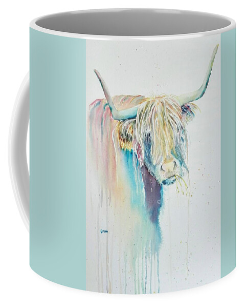 Ox Coffee Mug featuring the painting Funky Ox by Sandie Croft