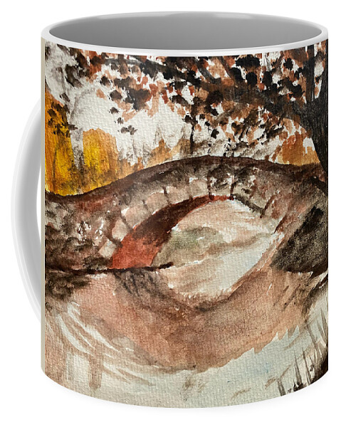 Gapstow Bridge Coffee Mug featuring the painting Gapstow Bridge Central Park by Larry Whitler