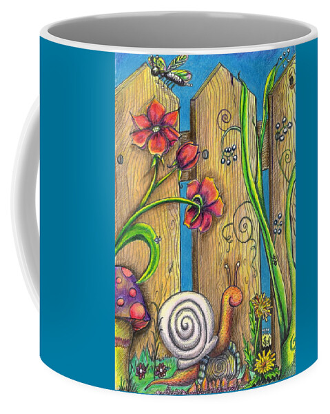 Garden Coffee Mug featuring the drawing Garden Fence by Vicki Noble