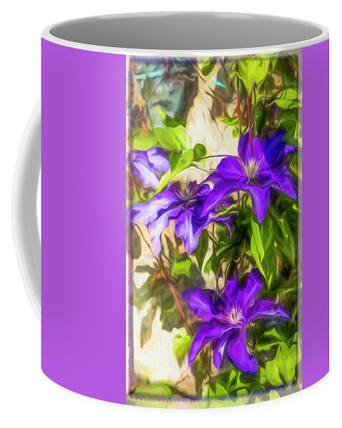 Clematis Coffee Mug featuring the photograph Garden Flowers Painting by Debra and Dave Vanderlaan