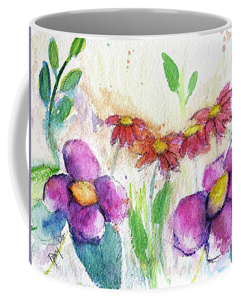 Garden Coffee Mug featuring the painting Garden Flowers by Roxy Rich