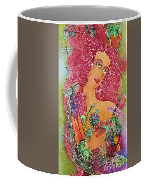 Vegetables Coffee Mug featuring the painting Garden Goddess of the Vegetables by Carol Losinski Naylor