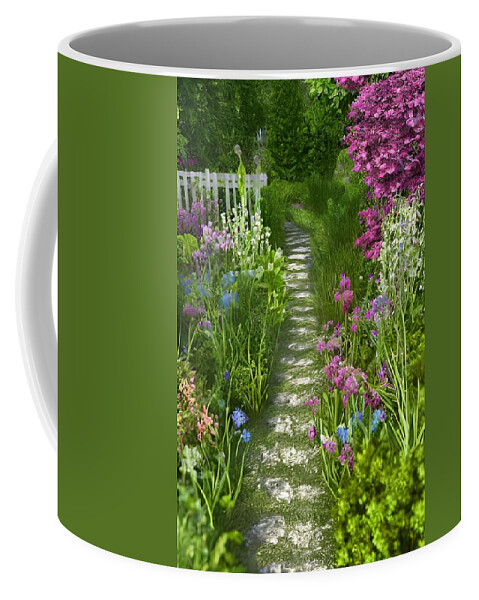 Garden Coffee Mug featuring the mixed media Garden Path I by Bonnie Bruno