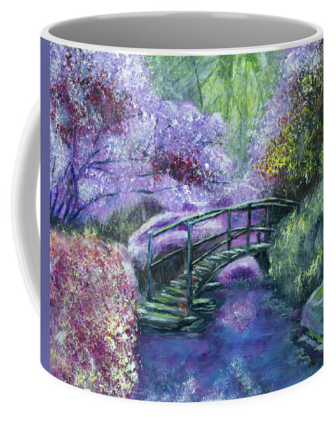 Pond Coffee Mug featuring the painting Garden Pond in Bloom by Mark Ross