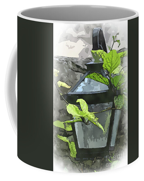 Garden-lamp Coffee Mug featuring the digital art Garden Yard Lamp by Kirt Tisdale