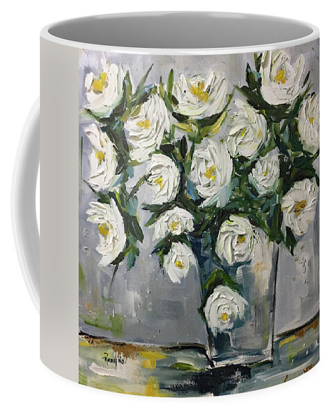 Gardenias Coffee Mug featuring the painting Gardenias in Bloom by Roxy Rich