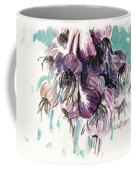 Garlic Coffee Mug featuring the painting Garlic Flowers by George Cret