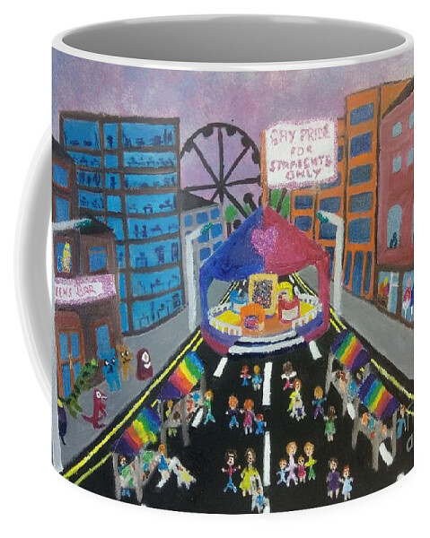 Lgbtq Coffee Mug featuring the painting Gay Pride for straights only by David Westwood