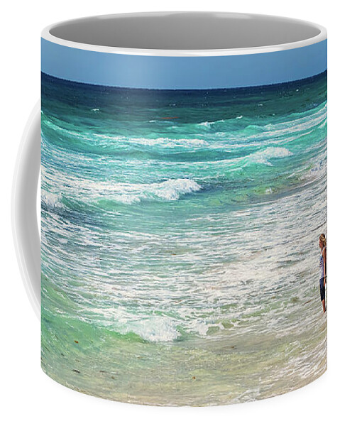 Cozumel Coffee Mug featuring the photograph Gazing to Infinity on a Tropical Cozumel Mexico beach by Peter Herman