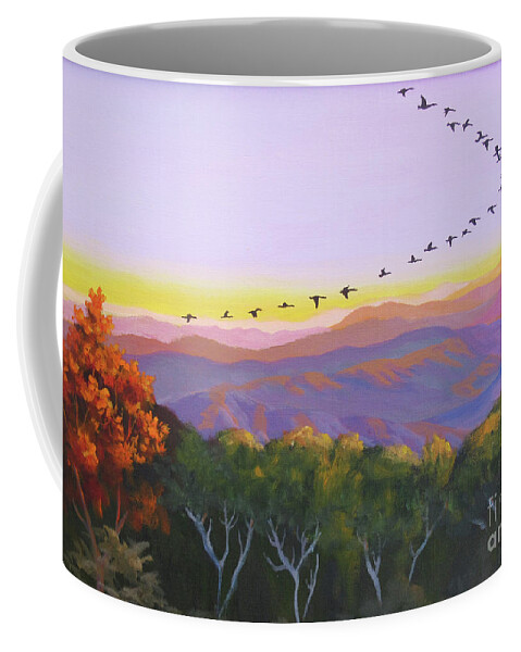 Geese Coffee Mug featuring the painting Geese by Anne Marie Brown