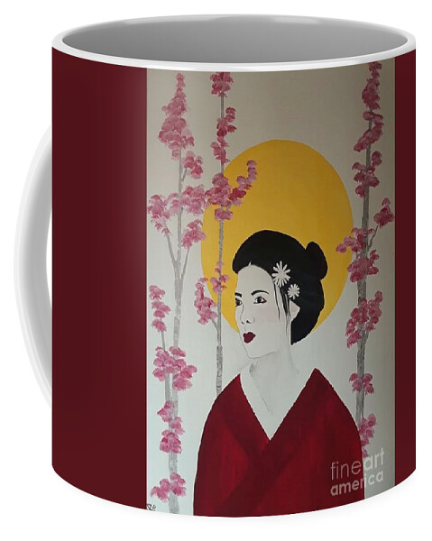 Geisha Coffee Mug featuring the painting Geisha by April Reilly