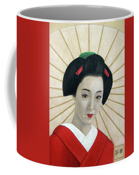 Geisha Coffee Mug featuring the painting Geisha by Lynet McDonald
