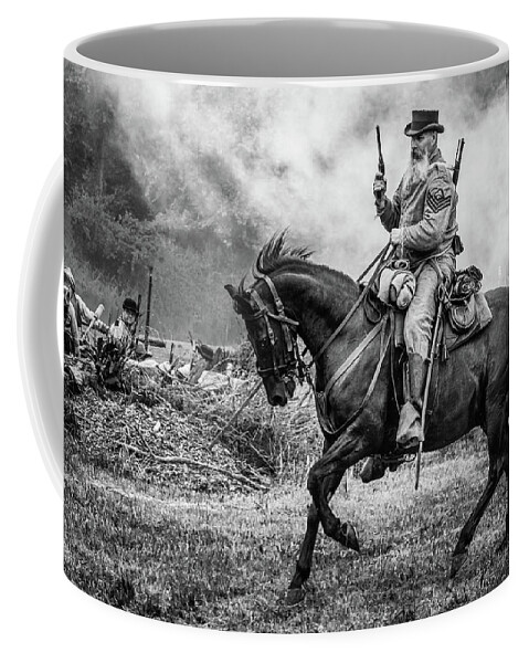 Bw Coffee Mug featuring the photograph General and His Steed by Joann Long