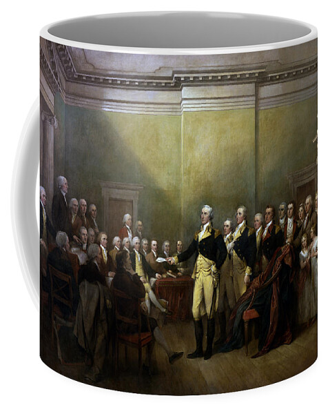 George Washington Coffee Mug featuring the painting General Washington Resigning His Commission by War Is Hell Store