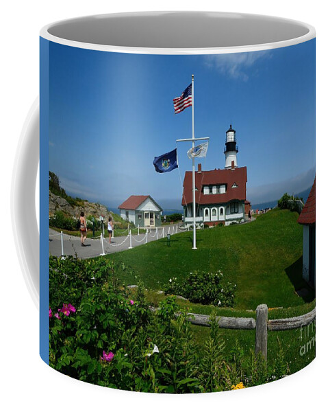 Portland Head Lighthouse Coffee Mug featuring the photograph Gental Breeze at the Portland Head Lighthouse by Steve Brown