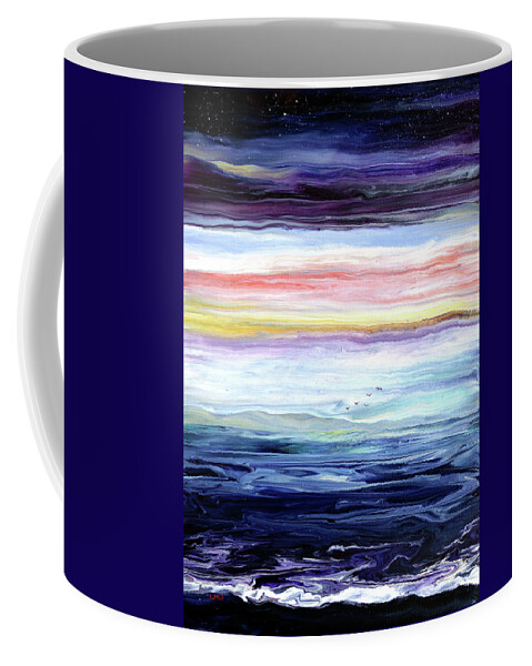 Sunset Coffee Mug featuring the painting Gentle Twilight Over a Bay by Laura Iverson