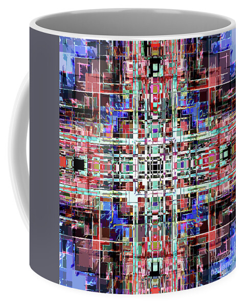 Digital Art Coffee Mug featuring the digital art Geometric Grid by Phil Perkins