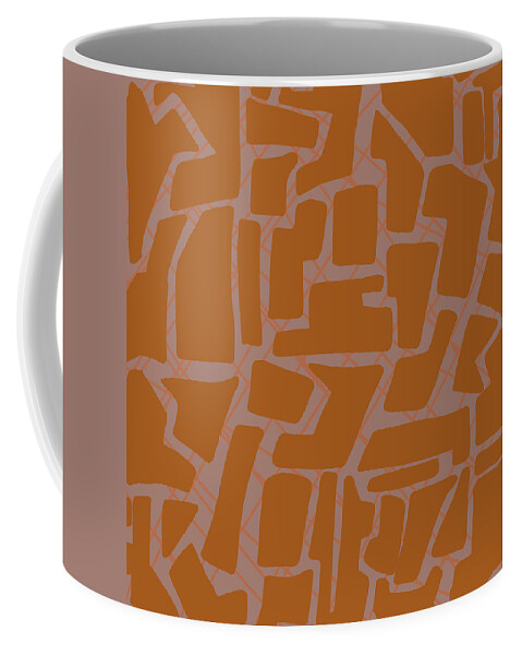 Geometric Abstract Coffee Mug featuring the drawing Geometric Tiger Orange by Nancy Merkle