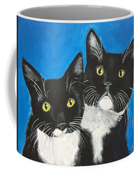 Pets Coffee Mug featuring the painting George and Grayson by Kathie Camara