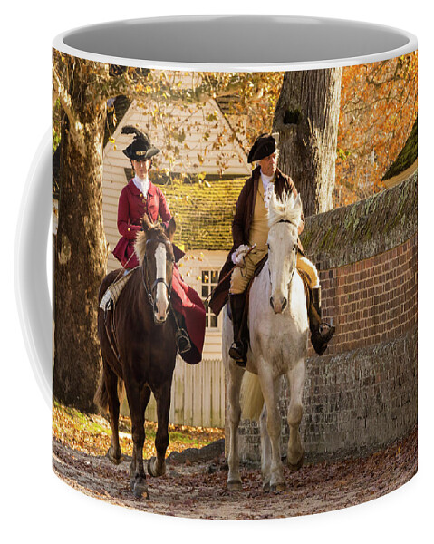 George Washington Coffee Mug featuring the photograph George and Martha Washington on a Ride by Lara Morrison