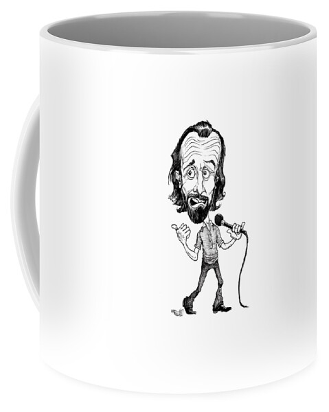 Cartoon Coffee Mug featuring the drawing George Carlin by Mike Scott