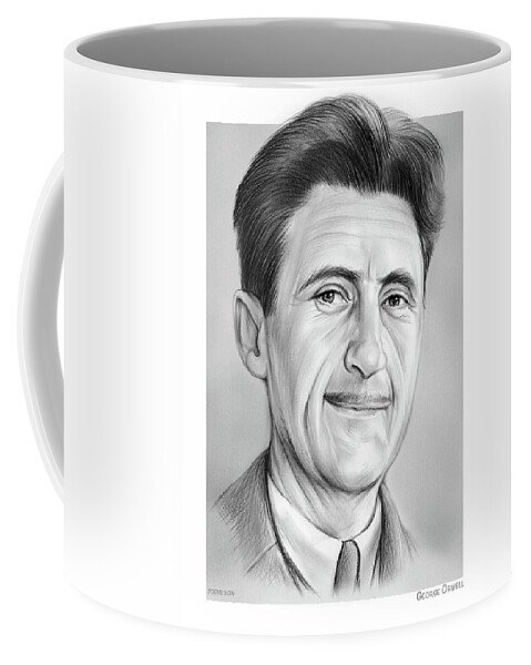 George Orwell Coffee Mug featuring the drawing George Orwell by Greg Joens