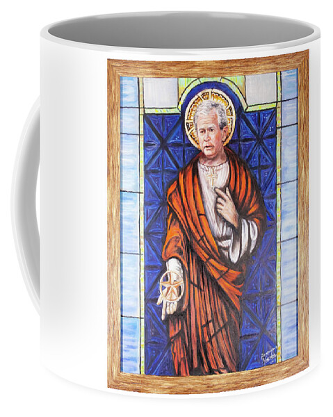 Art Coffee Mug featuring the painting George W. Bush oil painting by Poppleave and Kashton