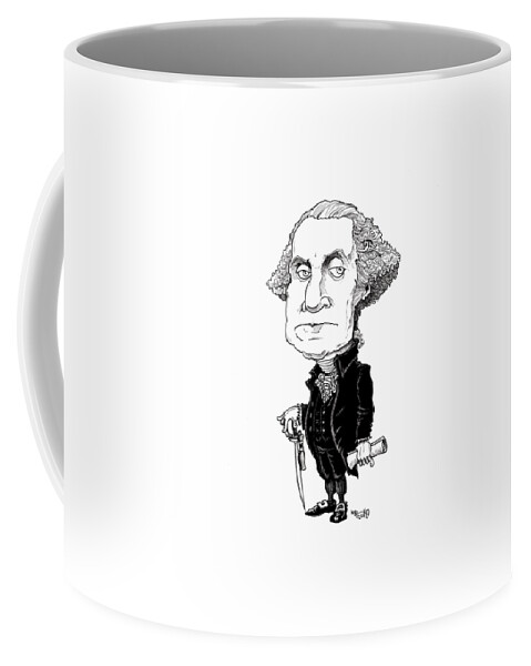 Caricature Coffee Mug featuring the drawing George Washington by Mike Scott