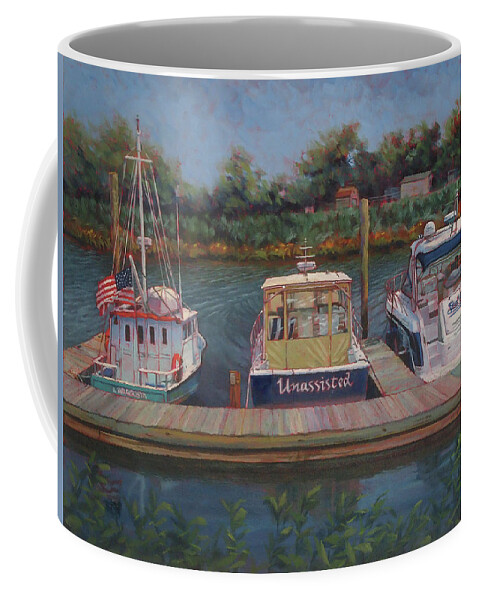 Power Boats Coffee Mug featuring the painting Getaway by Marguerite Chadwick-Juner