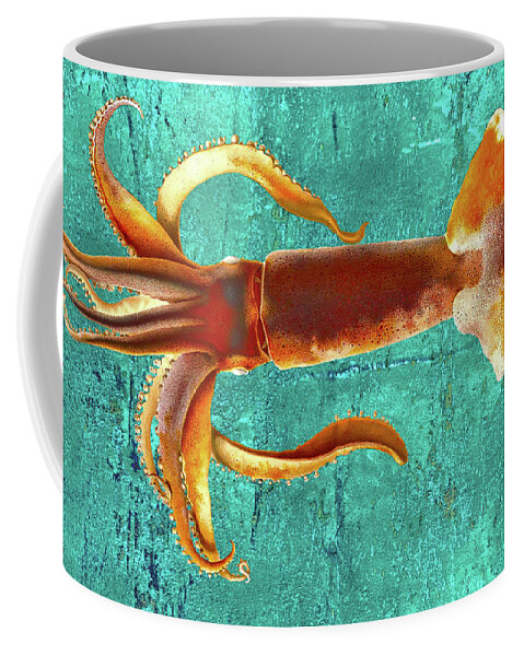 Squid Coffee Mug featuring the mixed media Giant Squid by Lorena Cassady