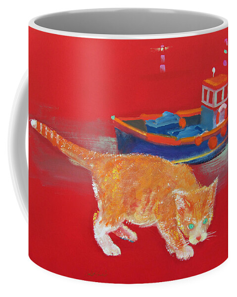 Cat Coffee Mug featuring the painting Ginger Tabby Cat by Charles Stuart