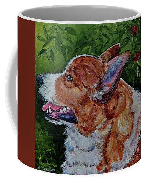 Corgi Coffee Mug featuring the painting Ginger the Corgie by Patti Schermerhorn