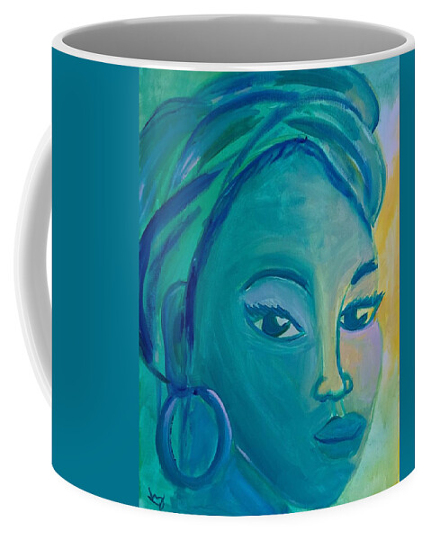 Acrylic Painting Coffee Mug featuring the painting Girl in Green by Karen Buford