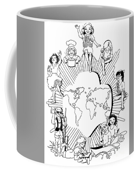 Girl Scout Coffee Mug featuring the painting Girl Scouts A World of Adventures by Merana Cadorette