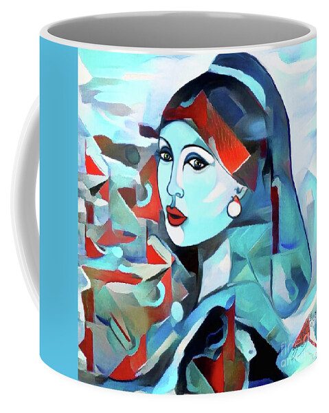 Figurative Art Coffee Mug featuring the digital art Girl with Pearl 002 by Stacey Mayer