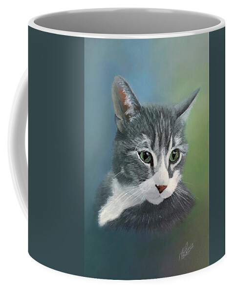 Domestic Cat Coffee Mug featuring the painting Gizmo by Marlene Little